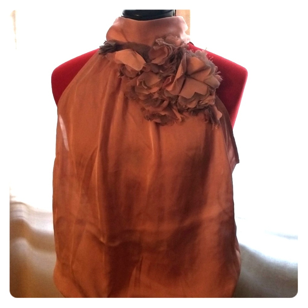 Light Pink Top w/Gray Lace & Bead Accents